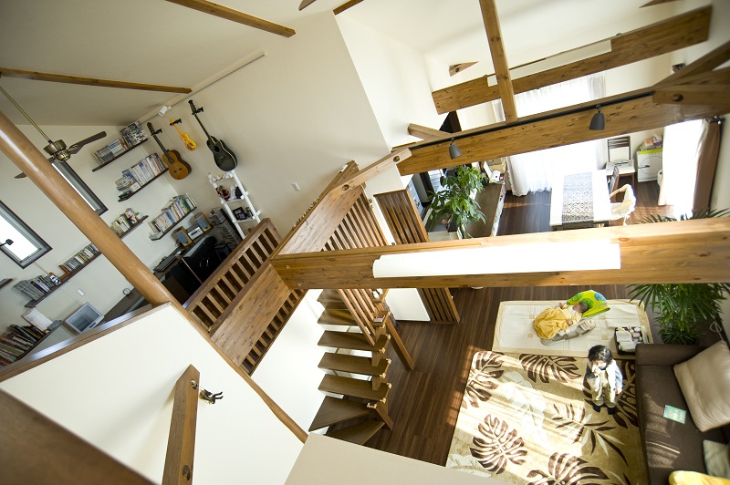 2階から見たリビング